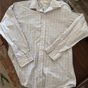 Michael Kors White Plaid Dress Shirt size 16 34/35